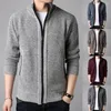 Men's Sweaters Men Sweater Coat Winter Thick Knitted Long Sleeve Stand Collar Zipper Jacket Casual Polyester Autumn For Daily Wear