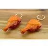 Simulerade matnyckelringar PVC Orleans rostad vinge kycklingben h￤nge nyckelring barn leksaksmodell nyckelkedjan nyckelning