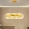 Długo okrągłe żyrandole kryształowe LED Modern żyrandol światła Oprawa American Artistic Lamps