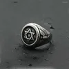 حلقات الكتلة فريدة من نوعها ستة نجم مدبب رجال Stanless Stanless Punk Bunk Biker Eagle Signet Ring for Women Amulet Jewelry Gift Drop