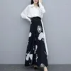 Women's Two Piece Pants Autumn 2022 Korean Style Clothing Tops Shirt And Flowers Wide Leg Elegant Women'S Pantsuit Suits Set 5836