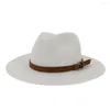 Chapeaux à large bord Jazz chapeau de paille femmes fête melon casquette en plein air hommes plage Protection solaire parasol grand Fedora avec ceinture marron