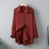 Blouses voor dames met lange mouwen vaste kleur shirt vrouwen 2022 herfst en winterstijl Koreaanse losse camisas mujer knop