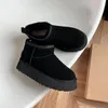 Marke Stiefel Plattform Schnee Mini Stiefel Echtes Leder Knöchel Pelz Booties Australien Dicken Boden Flauschigen Mule Frauen Shoes101004