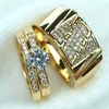 Wedding Rings Fashion Lovers' Set Ring Cubic Zirconia Yellow Gold Color Engagement For Women And Men