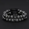 Charm Armband Luxury Crown Men 8mm Micro Pave CZ rund flätad macrame armband handgjorda smycken present pulseira feminina