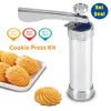 Baking Pastry Tools Cookie Decorating Machine Set roestvrijstalen koekjes Press Maker met 4 sproeiers en 20 mallen
