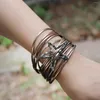 Charm Bracelets ALLYES Hollow Starfish Leather Bracelet For Women Boho Multilayer Slim Strips Wrap & Bangles Exaggerated Jewelry