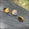 Pierre Pierre Naturelle Pyramide Hexagonale Cabochon Perles Quartz Rose Pierres Pour Reiki Guérison Cristal Ornements Collier Anneau Boucles D'oreilles J Dhxcf