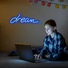 Night Lights Dream Neon Sign Letter Wall Art Hanging Light per la camera da letto Astietico decorazione della stanza Regalo di Natale