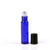 Rolagem de 10 ml em garrafas com vidro de vidro/rolo de metal perfume azul, frascos essenciais de ￳leo de espessura