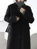 Kvinnors ull blandar chic ven vinter koreanska kvinnor lång kappa förtjockande avslappnad varm singel bröstkrok en rockar kontor lady tops 221010