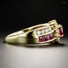 Eheringe Luxus Rubin Gold Ring Design Damenschmuck Paar Verlobung Feine Geschenke Großhandel