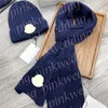 Winter Warm Scarves Set Thick Knitted Beanies Classic Print Wool Scarf Women Men Outdoor Knitted Hat