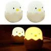 Luci notturne Guscio d'uovo Pollo Simpatico pulcino animale Lampade Batteria ricaricabile USB Morbido silicone Giocattolo adorabile Decorazione tavolo camera da letto