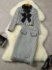 Robe Deux Pièces ZJYT Runway Designer Tweed Veste En Laine Et Jupe Ensemble 2 Femmes Outfit Automne Hiver Vêtements Rétro Costumes Pied De Poule 221010