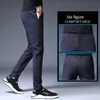 M￤ns byxor Slim Casual Full Length Fashion Business Stretch Trousers Man Brand Black Blue Pantalones 221010