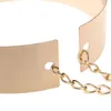 Ceintures or argent couleur métal taille ceinture mode femmes réglable Bling plaque Vintage dame Simple chaînes miroir ceinture 6x65