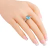 Wedding Rings Charming 10mm Oval Sky Blue Green Zircon Silver Plated Argent For Women Ring US# Size #6 / #7 #8 #9 M03-J1809