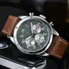 Top Time Mens Watch Quartz Movement All Dial Work Chronograph Watches Retro Leather Strap Design Wristwatch Splash Waterproof Anal253L