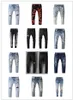 Мужские джинсы хип -хоп стиль роскошного дизайнера джинсовой брюки расстроенный рваный байкер Джин Слим Форт Магазин Магазин Мальчики Симпатичная плюс Хай -стрит