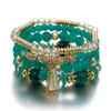 Chaîne à la mode applicable à diverses occasions 4 pcs bracelet perlé coloré Boho Color Perles Bracelet multicouche