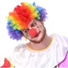 Party Fun Naso rosso Schiuma Clown del circo Naso Esplosione Testa Parrucche Arcobaleno Afro Parrucchino Parrucche colorate Halloween Natale Parrucche sintetiche Costume Vestito magico