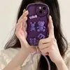 Cartoon Bear Cell Phone Cases All Surrounded Premium Design Soft Case For Iphone 14 14pro 14plus 13 12 11 pro max XS XR Non-slip Protective Cover Purple With Retail Box