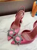 Luxo New Sunflower Womens Crystal Diamond Sandals 100% Silk Stool Heast Wedding Party Amina Muaddi Tamanho 35-42