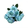 Fleurs décoratives Arrangement de fleurs en soie Rose Bouquet de roses artificielles accessoires de photographie de mariage maison salon bureau Roses violettes