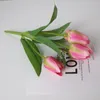 Decorative Flowers 1 Bunch Of 5 Petals Tulip Simulation Bouquet Silk Cloth Fake Wedding Decoration Green Plants