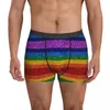 Underpants Bling Me Up Rainbow Underwear Striped Art Glitter 3D Pouch Trunk Design Shorts Briefs Breathable Men's Panties Large Size