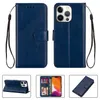 Brieftaschen-Handyhüllen für iPhone 13 12 11 Pro Max XR XS X 7 8 Plus – einfarbiges Crazy Horse-Muster PU-Leder Flip Kickstand Cover Case mit Kartenfächern