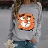 Capuz feminino Cartoon Tiger 2022 Ano Capuz de impressão Mulheres de manga longa Selta de moletom casual harajuku sweetshirts moletom