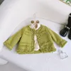 Джакеки детская одежда весеннее осеннее пальто для девочек Outwear Solid Green Princess наряды 2 8 лет детской девочки 221010
