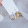 Stud Earrings Crescent Moon Exquisite Inlaid Zircon Earrring For Women Gold Color CZ Bling Earring PendantStud