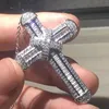 Kedjor 925 Silver Utsökta Bibeln Jesus Cross Pendant Halsband för kvinnor Män Crucifix Charm Simulerade Platinum Diamond Fine Jewelry