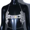 Other Colorful Crystal Bra Flower Chest Chain Harness Sexy Body Jewelry Femme Lingerie Festival Clothing Outfit 221008