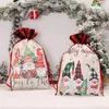 Christmas Decorations Gnome Gift Bag With Drawstring Large Size Pouch Supplies