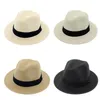 Chapeaux à large bord ruban noir femmes chapeau de paille couleur unie mode décontracté Version coréenne Simple plage été CapWide