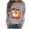 Felpe con cappuccio da donna Cartoon Tiger 2022 anni stampa felpa con cappuccio felpa a maniche lunghe da donna Pullover Casual Harajuku Sweetshirts Moletom