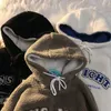 여자 후드 땀 촬영 겨울 겨울 미국 레트로 후드 램 플러시 카디건 자켓 남자와 여자 Y2K 스트리트웨어 시리즈 in 느슨한 캐주얼 커플 hrajuku 코트 221010