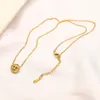 Lyxig design halsband 18k guld pl￤terad m￤rke rostfritt st￥l halsband choker kedja brev h￤nge mode kvinnliga br￶llop smycken tillbeh￶r ￤lskar g￥vor aa1959
