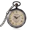 Pocket Watches Vintage Watch Silver Transparent Roman Numbers Skeleton Gear Mechanical Hand Wind Clock Xmas Gift Necklace