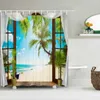 Shower Curtains Flower Door Landscape Curtain 3D Print Garden Plant Idyllic Scenery Waterproof Fabric Bathroom Bedroom Blackout