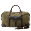 Duffel Väskor M025 Canvas Crazy Horse Leather Men Travel fortsätter bagage Tote Stor helgväska över natten