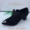 Chaussures habillées dame femmes luxe maille respirant nœud papillon strass élégant talons moyens unique haute pompe bout pointu sandales