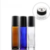 Roller on Bottle 10ml Empty Blue Clear Amber Glass Essential Oil Vial with Stainless Steel Roller Ball