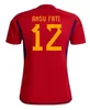 2022 Hiszpańska wersja piłkarska koszulki męskie Pedri Morata Ferran Koke Gavi koszulki Espana Llorente Ansu Fati Azpilicueta Ramos Football Mundur