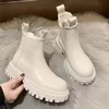 Botas outono inverno chelsea mulheres moda marrom marrom bege preto tornozelo branco para pêlo short robusta punk gótico 221010